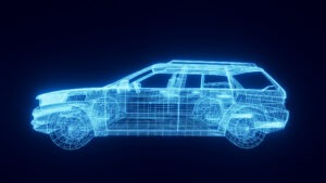 Wireframe image of an estate car