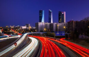 Madrid, Spain, skyline at night