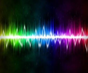 Colorful Abstract Wave Sound over Dark Background