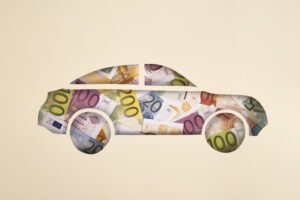 Car made of paper and Euro Banknotes