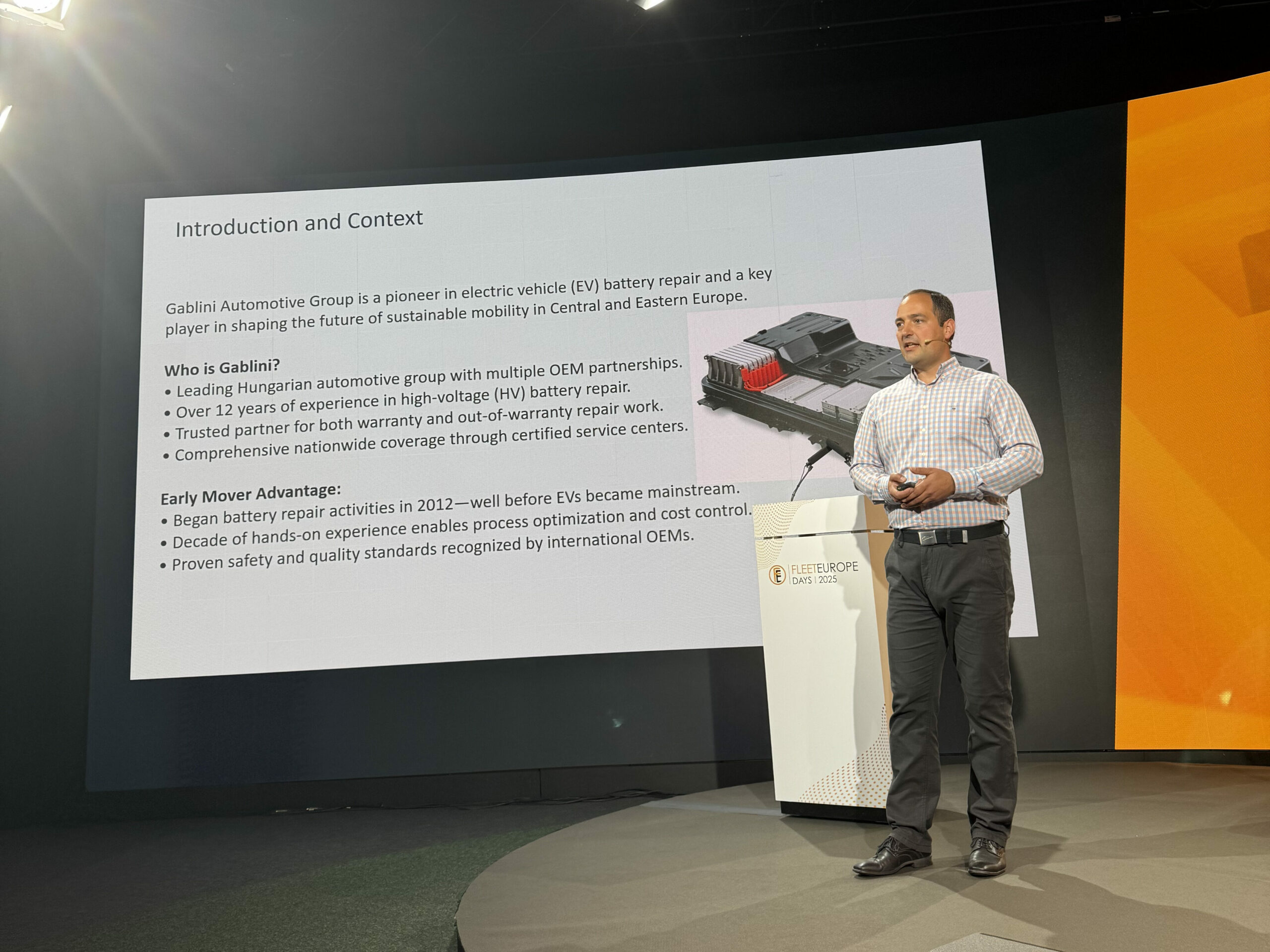 Daniel Pataki presenting at Fleet Europe Days 2025.