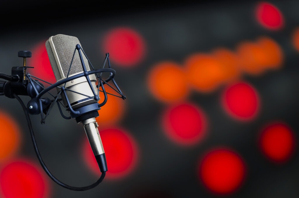 Background with a professional microphone