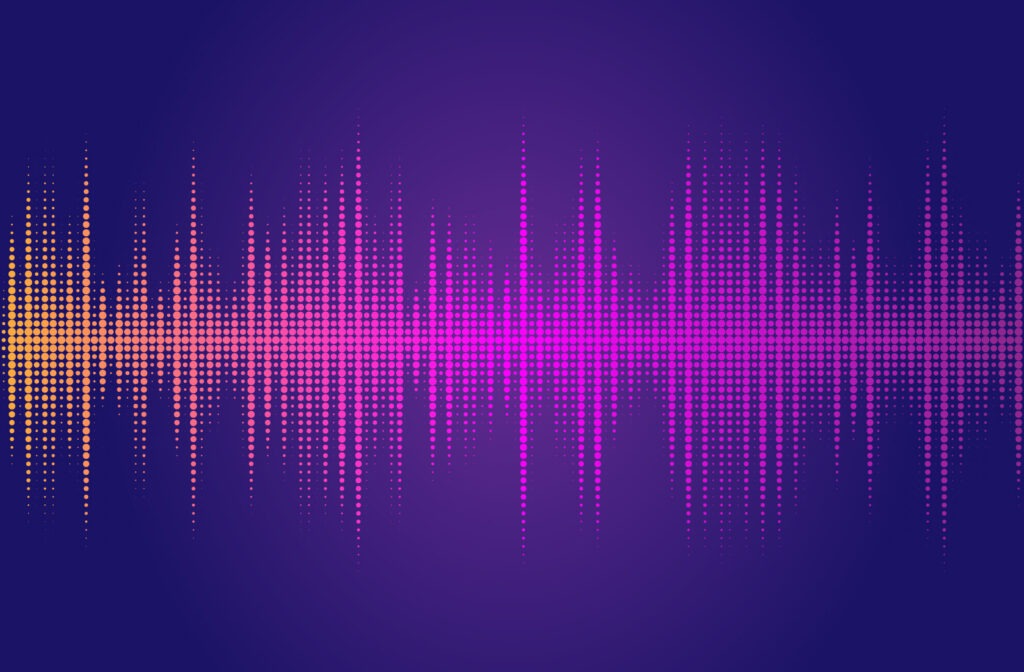 Wellen des Equalizers Halbtonpunkte Audiowelle im Gespräch. Lautstärkepegel für gesprochene Musik