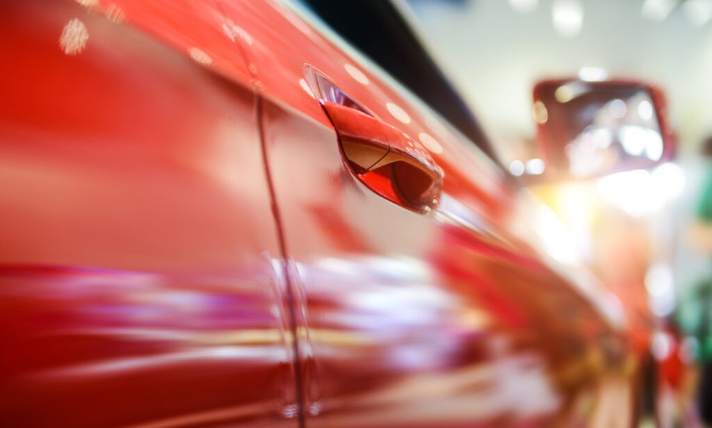 Detail view of a luxury car
