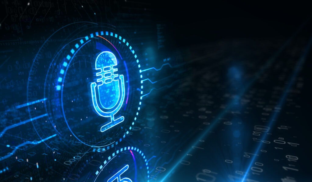 Microphone podcast online and on air record live broadcast golden metal shine symbol concept. Spectacular glowing and reflection light icon abstract object 3d illustration.